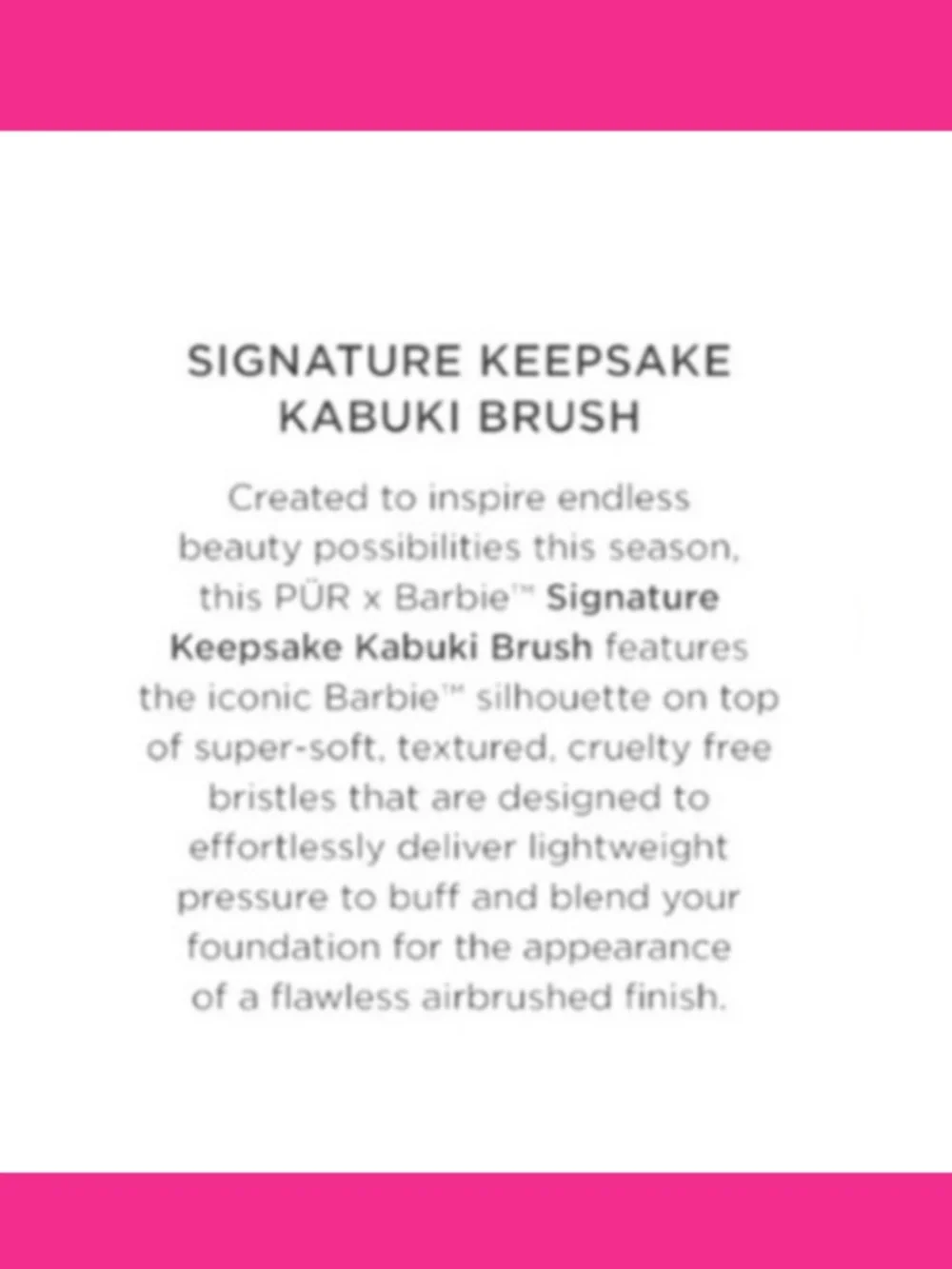 PUR COSMETICS x BARBIE KEEPSAKE KABUKI BRUSH~ 2020 LIMITED EDITION ~ BNIB